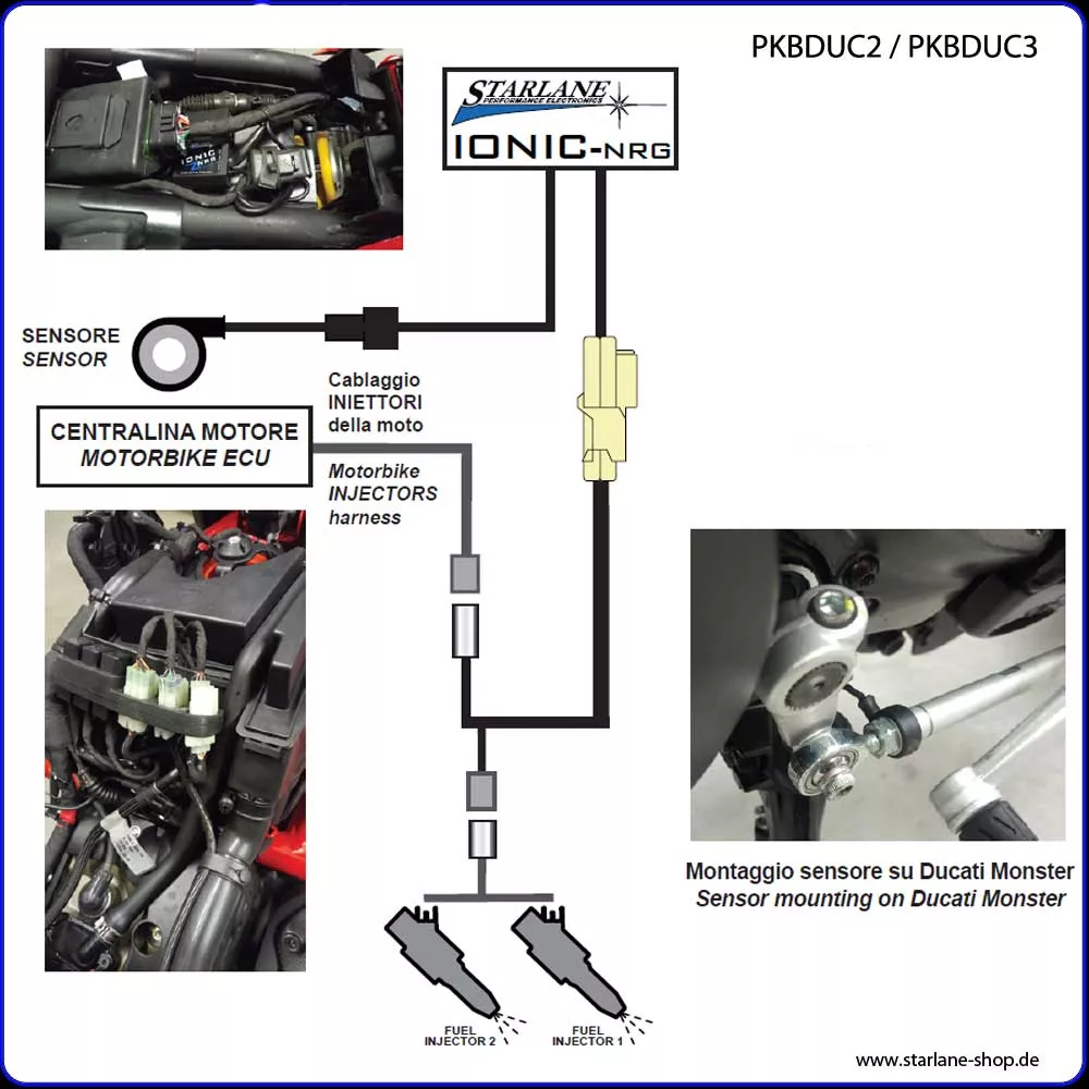 Anschluss des Schaltautomaten / Quickshifter mit einem "plug in2 für die Motorräder von DUCATI